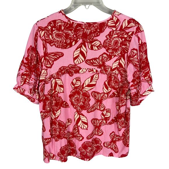 Anthropologie Vineet Bahl Pink Boho Flutter Sleeve V Neck Top XS - Picture 3 of 6